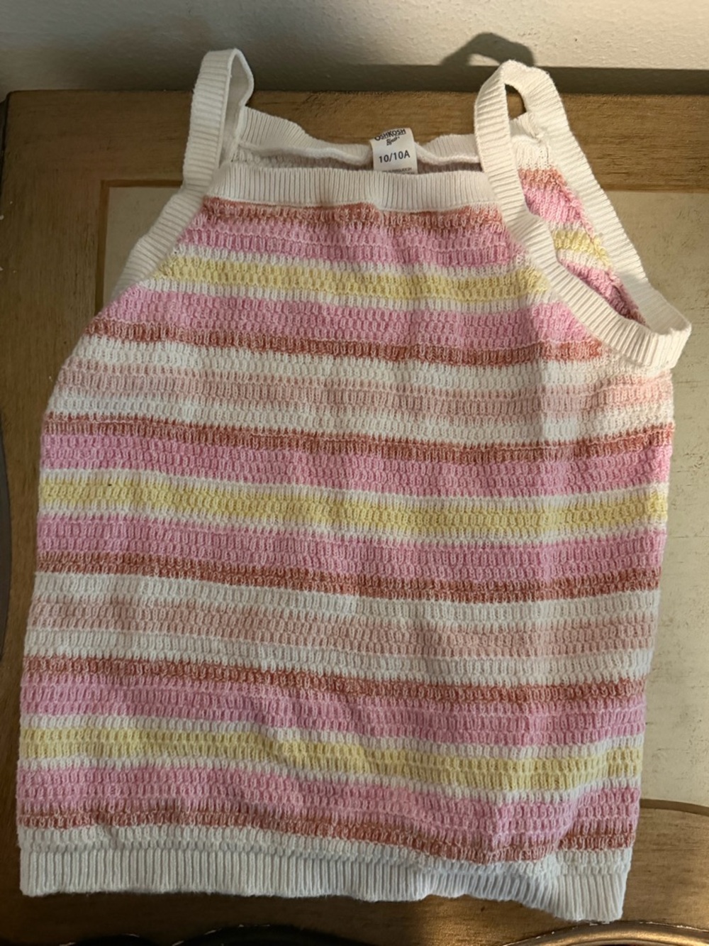 OshKosh B’gosh Girls Striped Knit Tank Top Size 10 Pink Summer Camisole